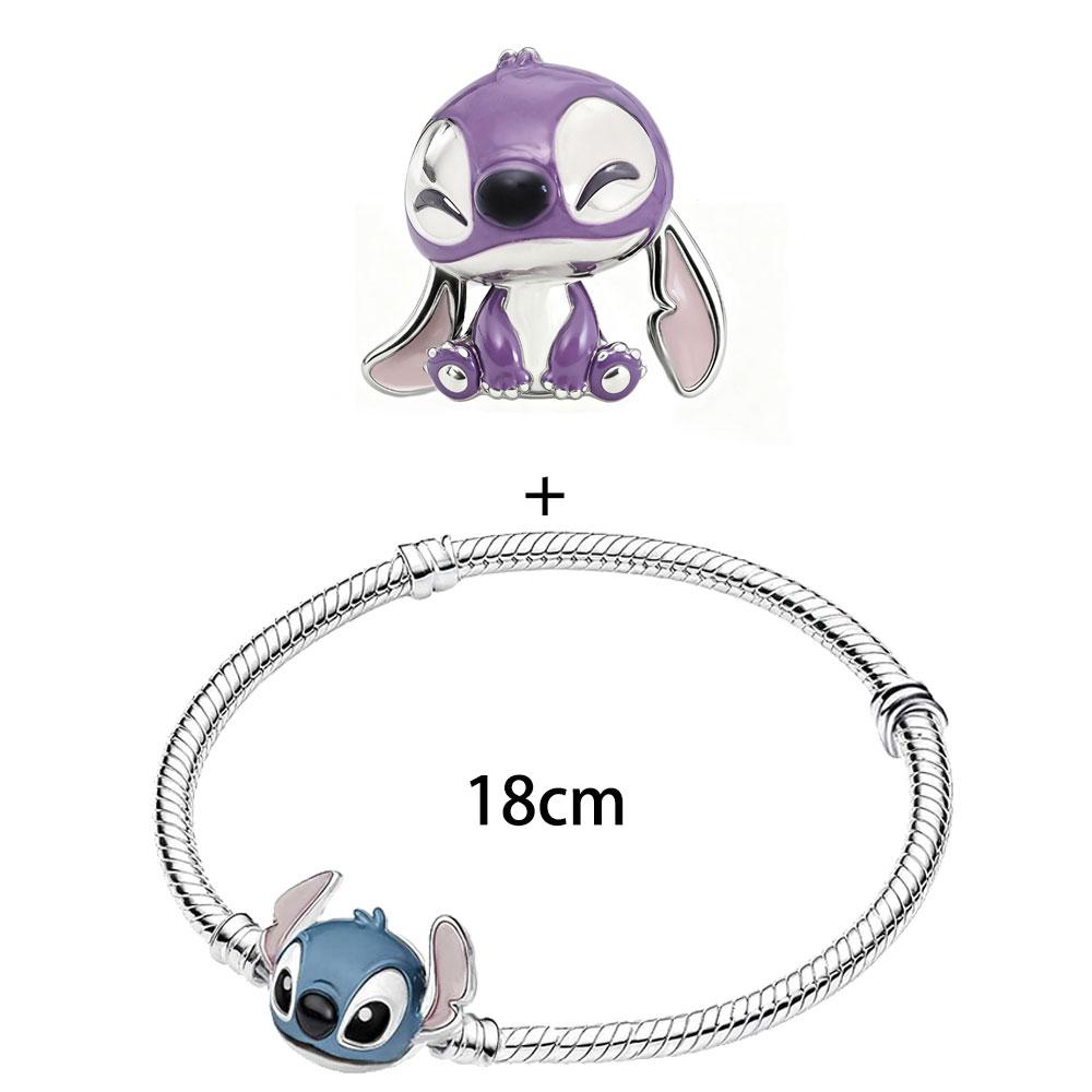 

DSN Срібний Шарм 925 проби Disney Стіч chibi стиль намистини для браслета-зміїнки мультяшний милий Шарм Прикраса Подарунок синій