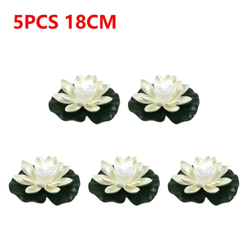 20-1Pcs Energy Saving Solar Powered Lamp Night Light LED 18cm Artifical Floating Lotus Garden Pool Pond Fountain Decoration