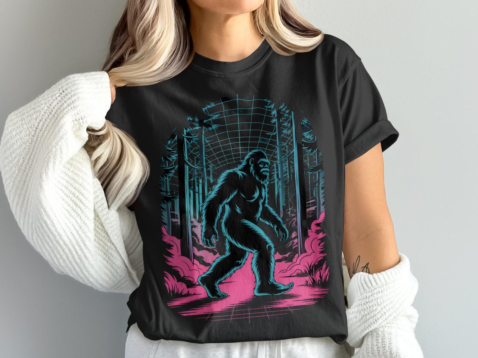 Bigfoot T-Shirt, Sasquatch Forest Tee, Cryptozoology Shirt, Mysterious Creature Apparel, Urban Legend Gift Idea S