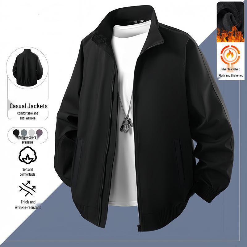 

[Fast Shipping] New 2025 Men s High-End Plus Velvet Stand Collar Hoodie Jacket - Autumn/Winter Casual Top 4XL (suggested weight 160-180 jin)