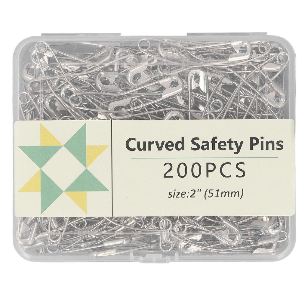 Curved Safety Pins Bulk for Quilting Sewing Clothing Tool Decorative Carbon Steel Ni Plated 2in