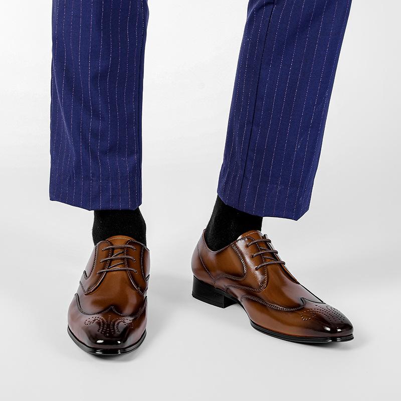 Men's Casual Leather Shoes Men's Genuine Leather Brock Men's Shoes Business Shoes Formal Men's Leather Shoes Groom Wedding Shoes Comfortable