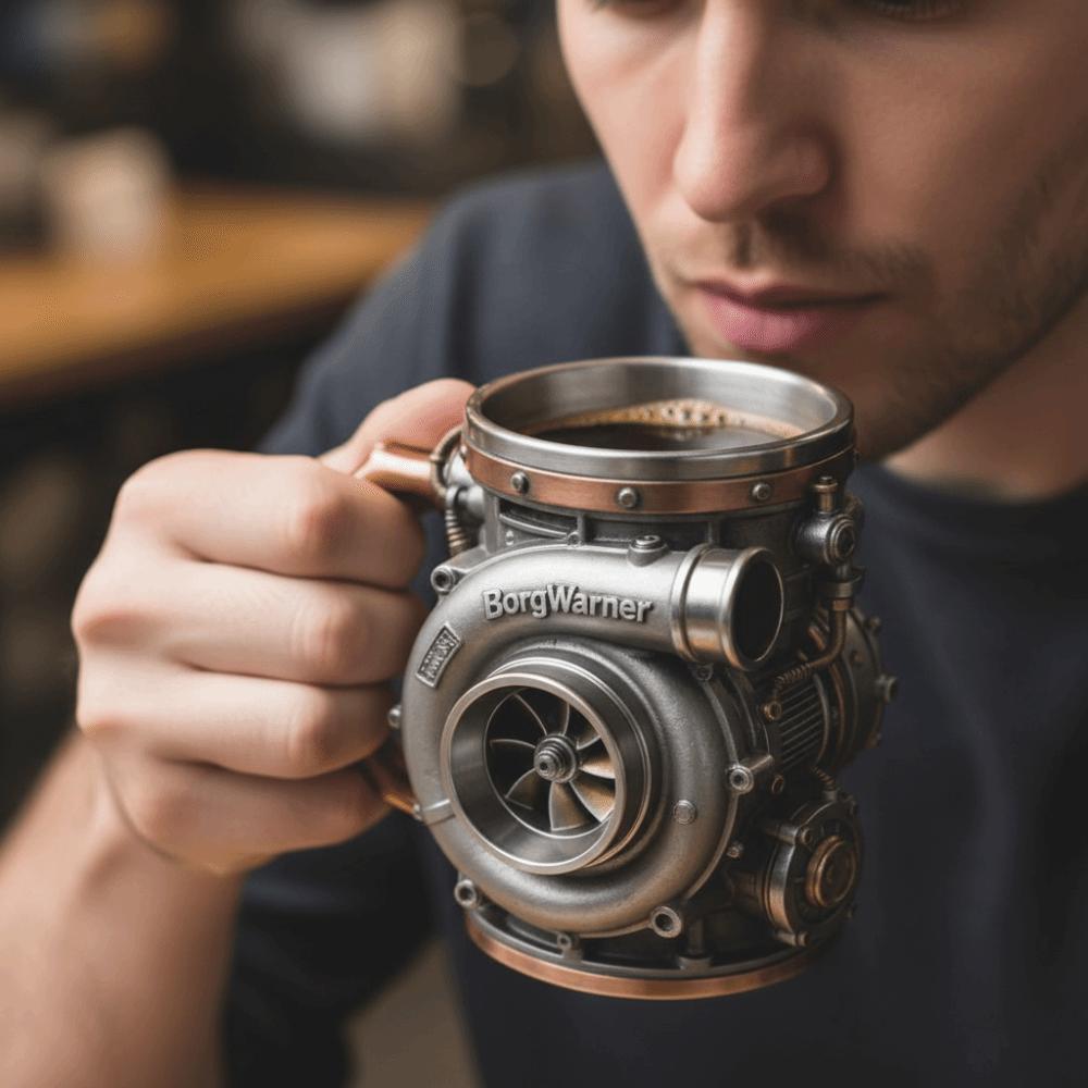 Resin Turbocharger Mug Comfortable Grip Coffee Mug Unique 3D Engine Cup Cold and Hot Drinks