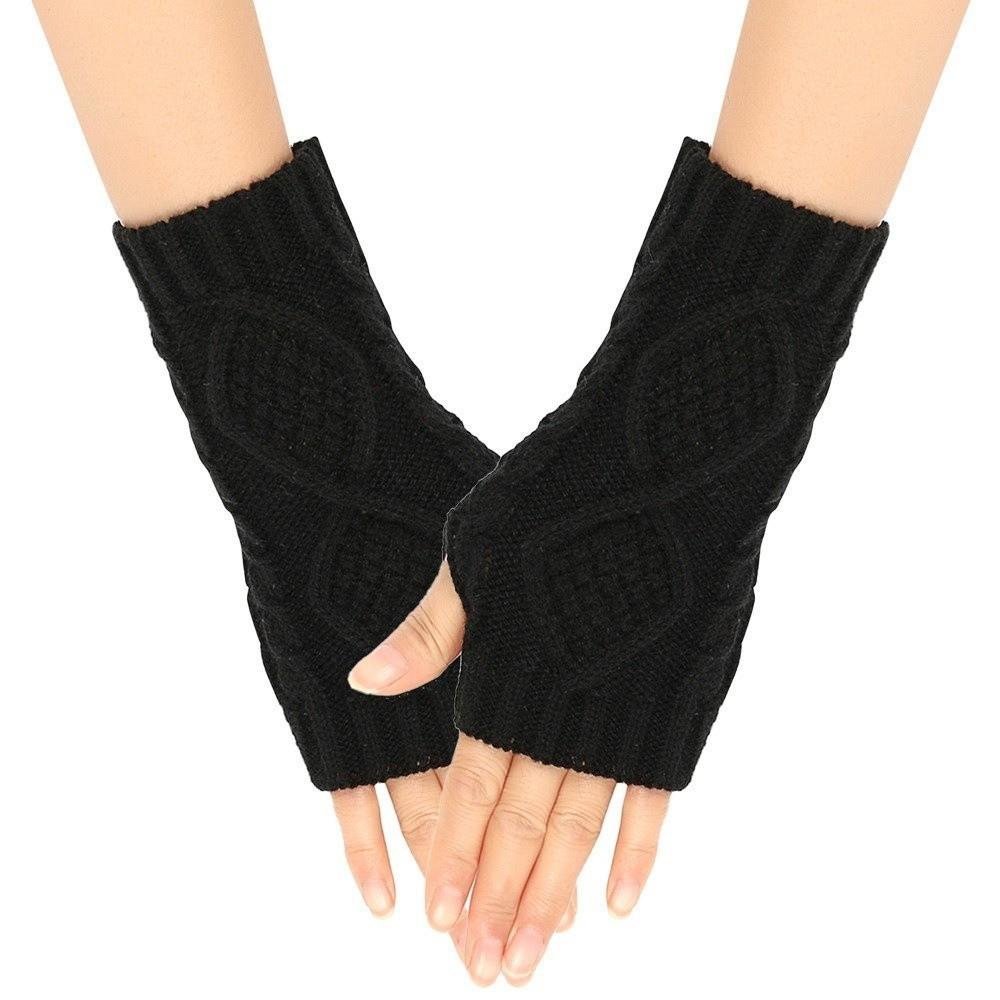 Soft Fingerless Gloves Knitted Crochet Warm Knit Mittens Fashion Winter Warm Gloves  Cold Weather