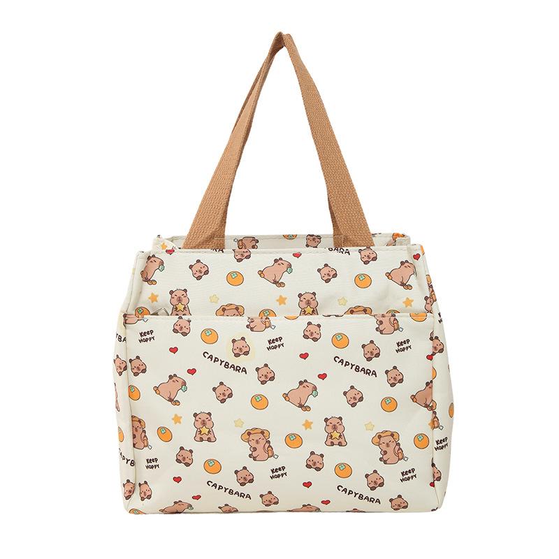 New Bear Printed Canvas Bag Large Capacity High Value Handbag Single Shoulder Niche Versatile Student