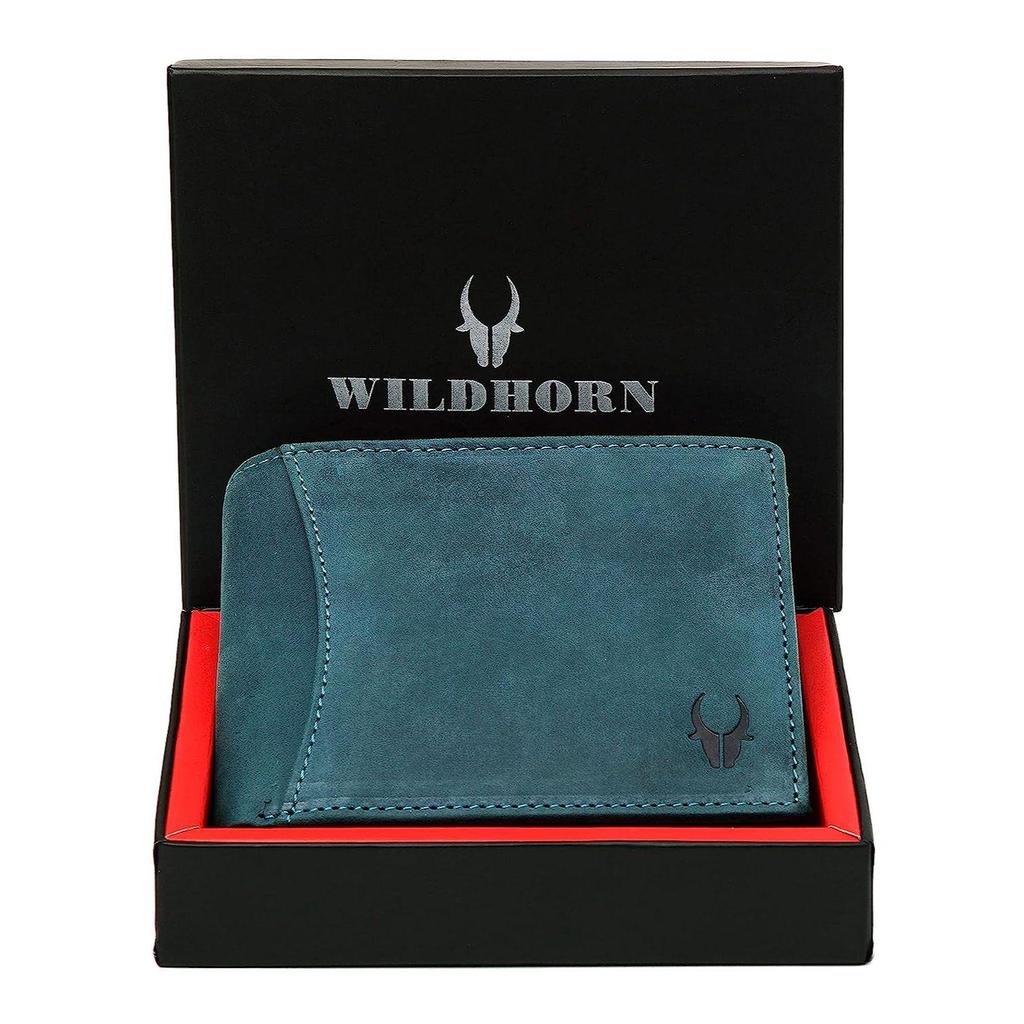 WildHorn Green Leather Wallet for Men I 9 Card Slots I 2 Currency & Secret Compartments I 1 Zippe.