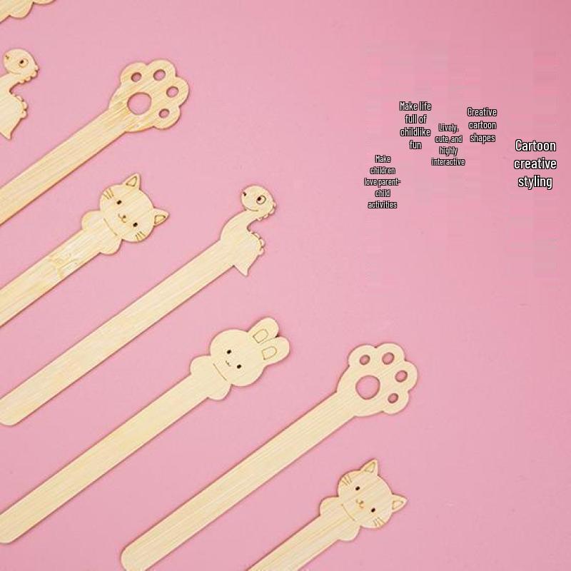 Disposable Bamboo Ice Cream Sticks with Cartoon Animal Design and Ambidextrous Logo Tanghulu Skewer