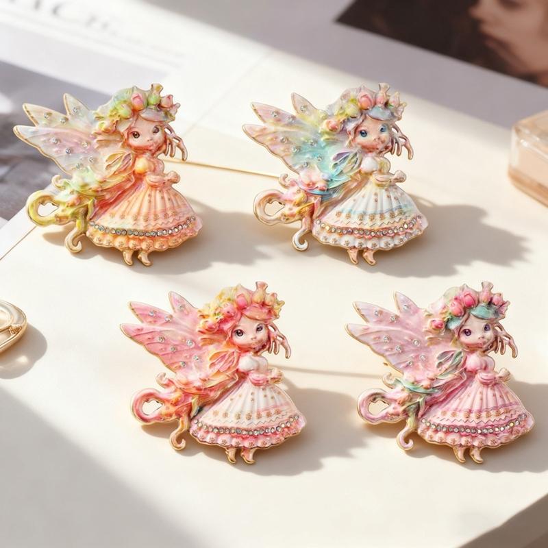 Flower Elf Brooch Zinc Alloy Lightweight Lapel Pin For Comfortable Wear Ideal Parties Weddings Daily Fashion Accessory