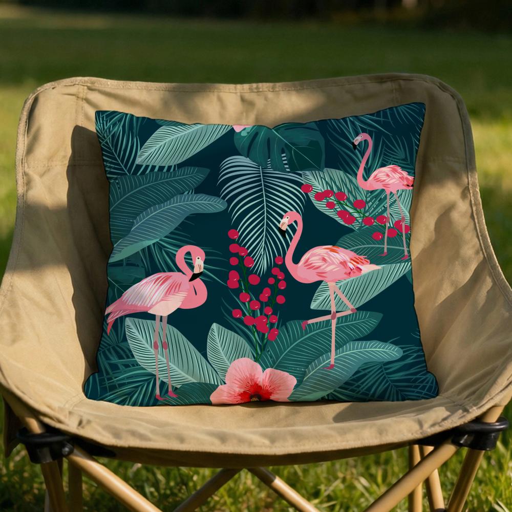 Tropical forest flamingos Cushion Cover Soft Reversible  Durable Pillow Cover  MultiScene Use for Home  Car Daily Comfort