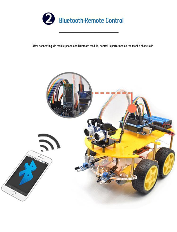 Arduino Uno R3 Smart Car Kit: Bluetooth-Enabled Line Following Development Board