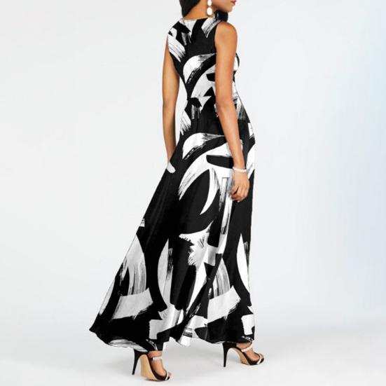 Damen Jumpsuit Sommer Ärmellos Kontrastfarben Spleißen Hoher Schlitz O-Ausschnitt Elegant Büro