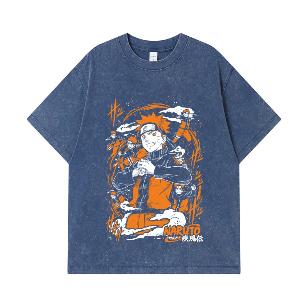 275 GSM Washed T-shirts 100% Cotton Naruto V1 Print Unisex Heavy Cotton T Shirt