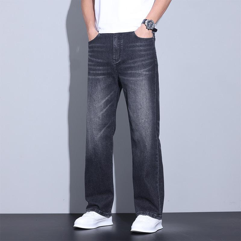 New summer versatile jeans men's straight slim-fitting washed white and old retro pants men