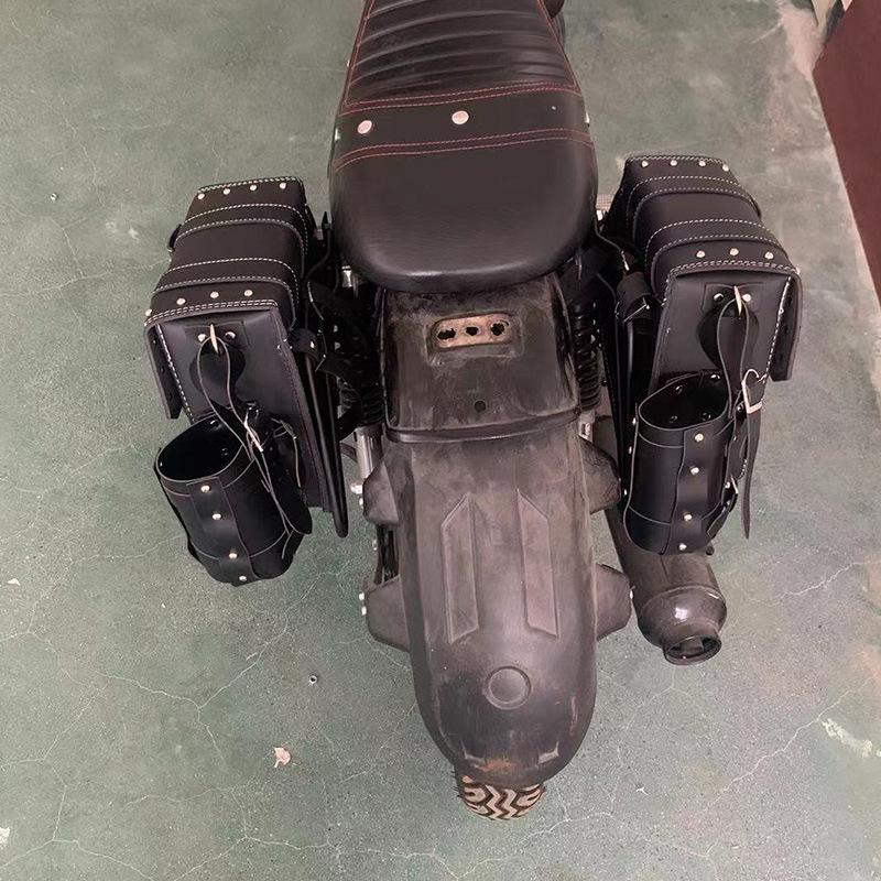 Waterproof Anti-Theft Retro Leather Saddlebags for Chunfeng & Hishih Motorcycles
