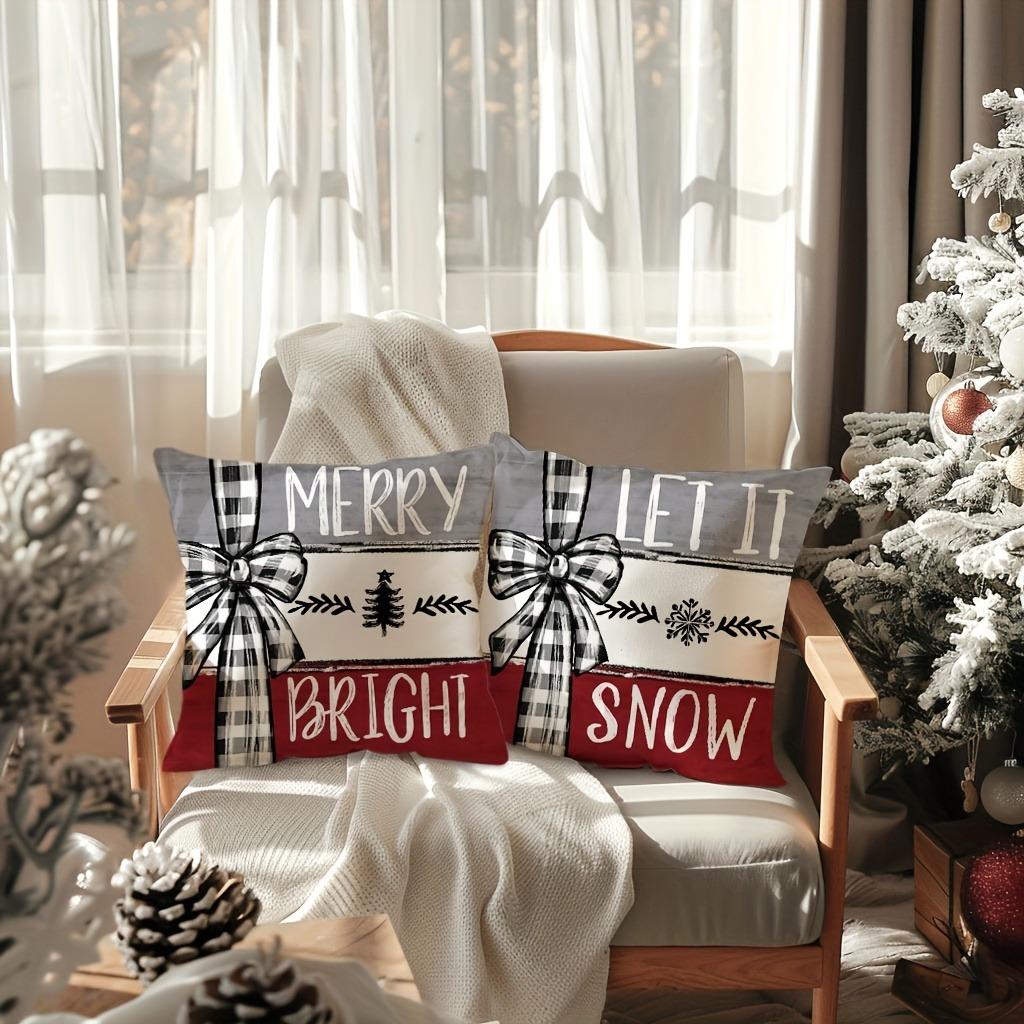 1 Stück Weihnachtsdekor Kissenbezug Landhausstil Weihnachtsbaum Schleife Kissenbezug Sofakissenbezug Heimdekoration