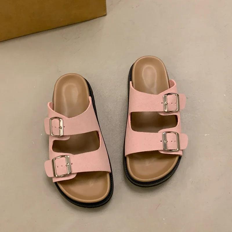 Fashion New Brand Shoes Woman Peep Toe Round Toe Women's Slippers Fashion Casual Platform Sandals Women Summer Plus Size Flat Flip Flops