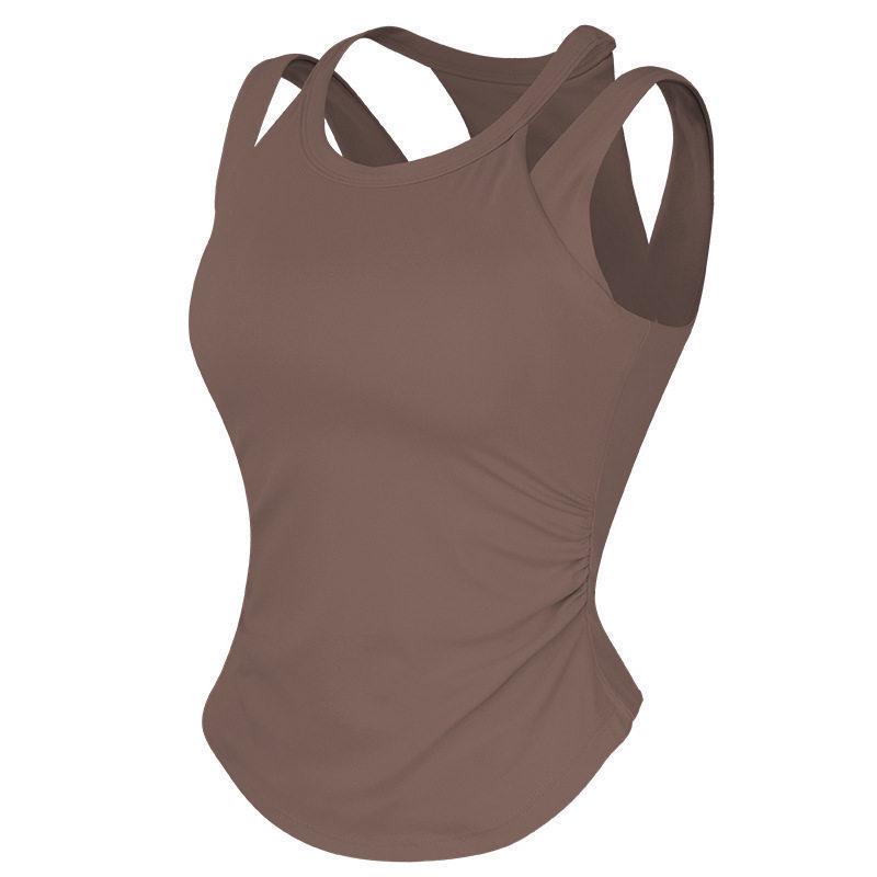 Women's European & American Yoga Vest: Layered, Waist-Cinching, Slimming, Quick-Dry, Breathable Sports Fitness Top