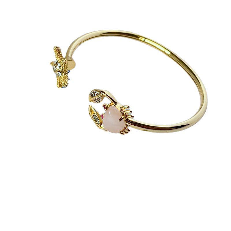 Pink Starfish & Crab Metal Bangle: Summer Luxury Niche Design