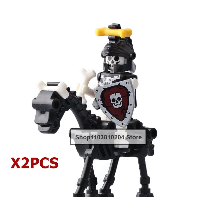 Skeleton Soldier Army King Knight Undead Horse Warrior Bricks Building Block Ringwraith Saddle Roman Soldiers Sword Waffen Toys