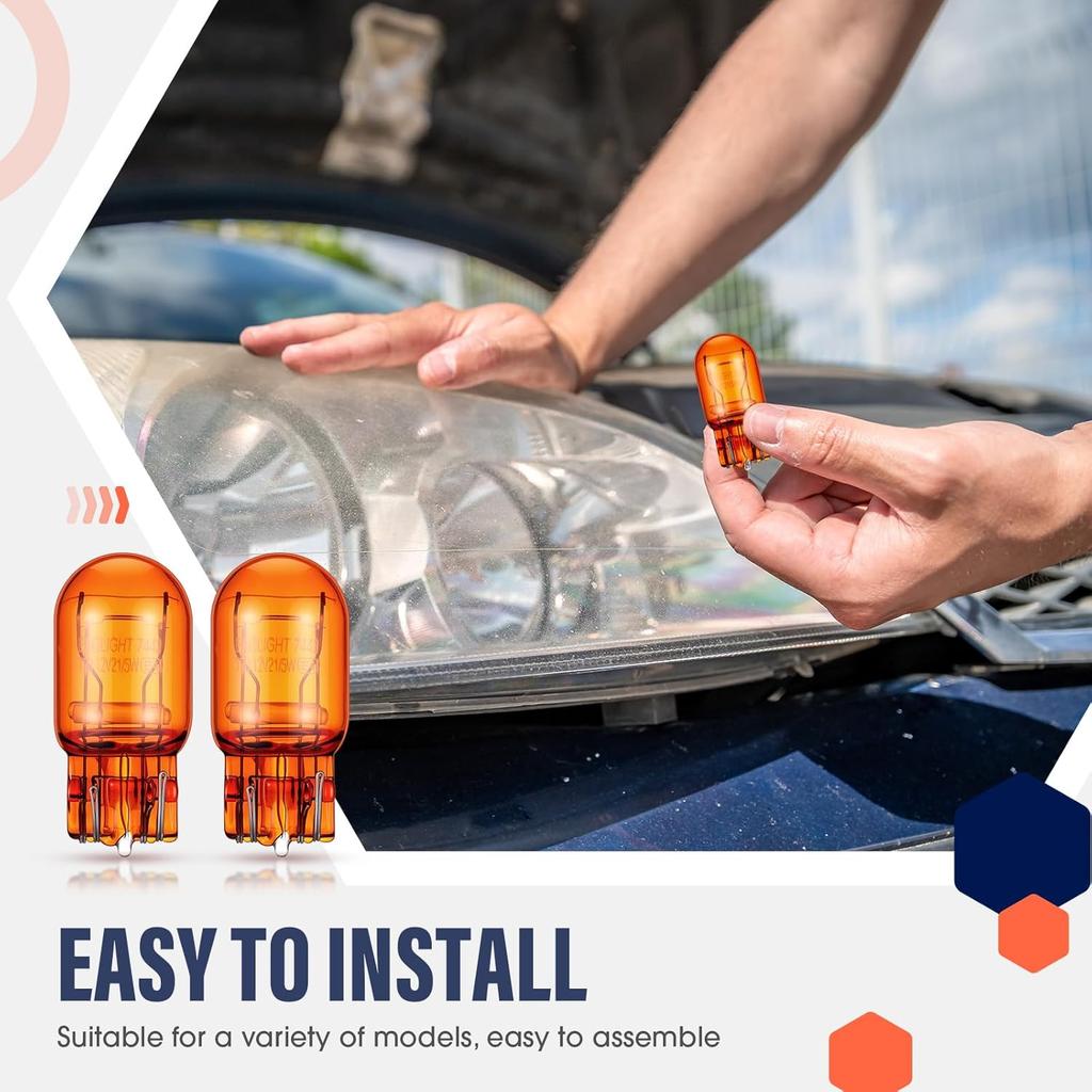 4 Pack 7444NA LED Bulbs 7444NA Long Life Miniature Bulbs Amber T20 12v 21/5w Automotive Lighting Reverse Lights Strobe Brake Backup Tail Turn Signal