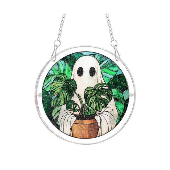 Acrylic Puzzles Suncatcher, Ghost Witch Pumpkin Window Hanging Decor, Halloween Graduation Mother's Day Birthday for Women