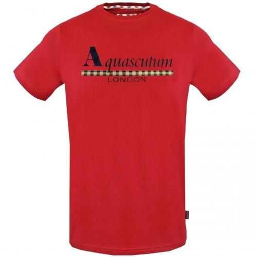 Aquascutum Mens Checked Logo Strip T-Shirt