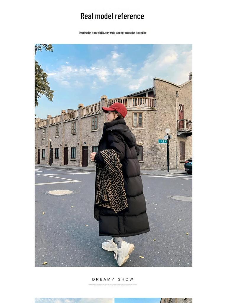 Women's Long Over-the-Knee Down Jacket - 2025 Winter Korean Style, Loose Fit, Thick White Duck Down, Mid-Length Coat for Couples