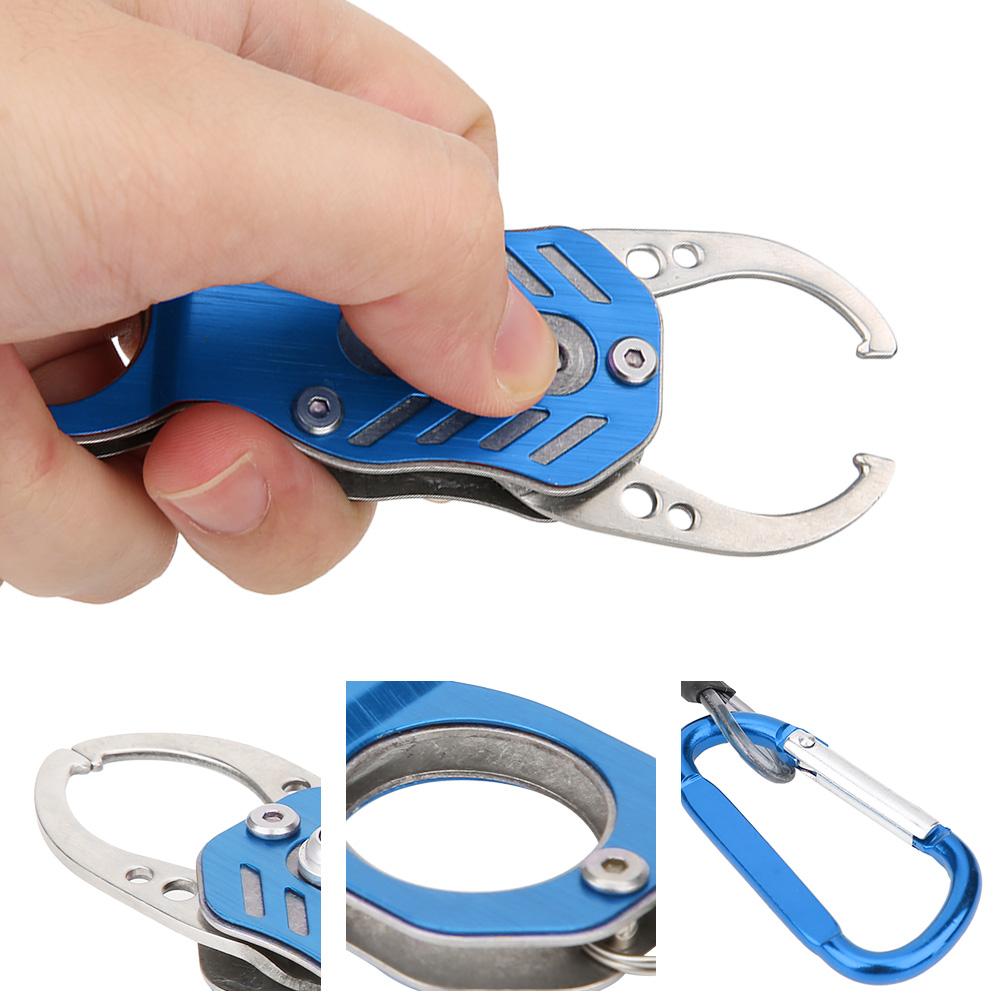 Mini Fishing Grip Aluminum Alloy Portable Fish Control Clamp with Anti‑Lost Rope(Charm Blue )