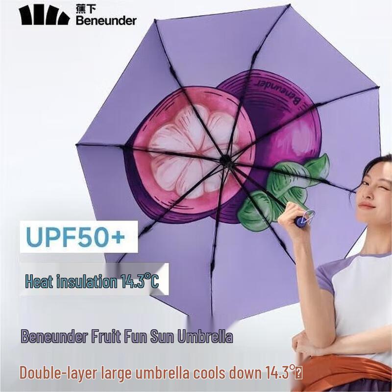 Beneunder Three-Fold Black Glue Sun Protection Umbrella