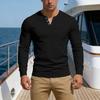 Men's Casual ,color Top, Men's Long,sleeved Button Pocket V,neck Top