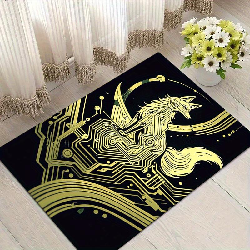 

1pc Mayan Fox Print, Design Area Rug - Soft, Anti-Slip, and Durable Gaming Room Decor for Bedroom, Living Room 60cm by 90cm
