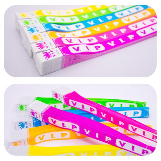 100 Pcs VIP Disposable Wristbands Waterproof Fluorescent Color Bracelets Self-Adhesive ID Wrist Bands for Events Festivals Bars Concerts