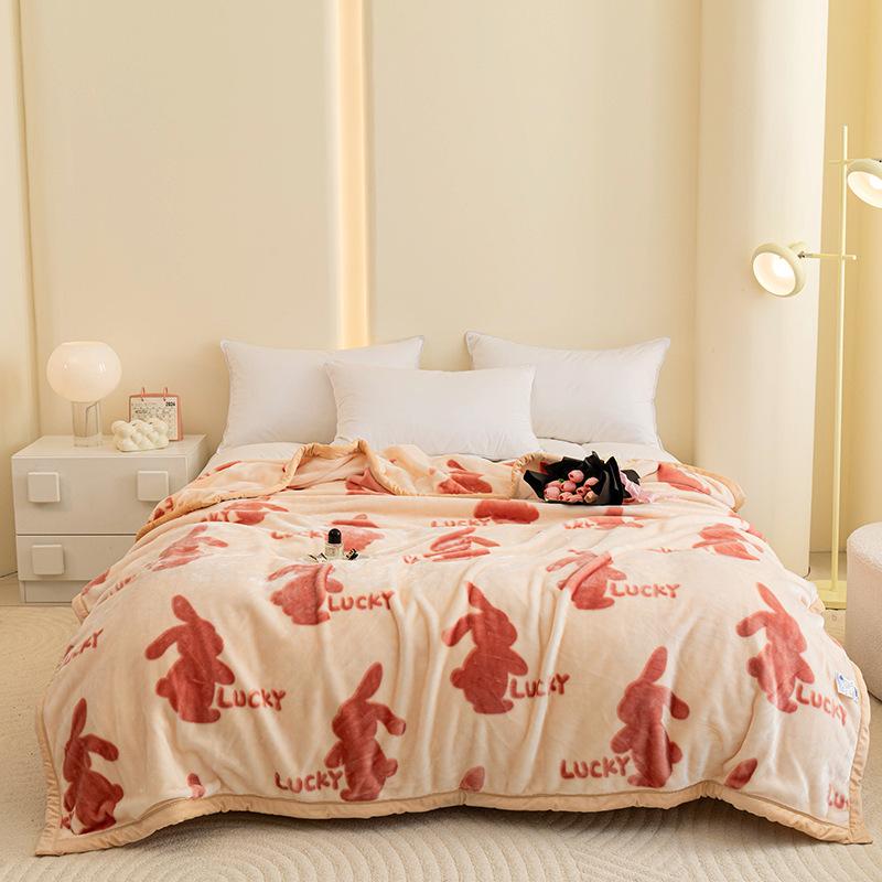 High Quality Warm Floral Printed Blanket Cozy Double-Layer Thick Sofa Blanket for Home Flannel Bed Sheets for Autumn and Winter