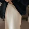 Women Midi Skirt High Waist Loose Fit Ribbed Knitting Skirt Solid Color Autumn Winter Straight Fit Skirt Versatile Daily Wear
