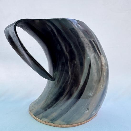 Handmade Viking Horn Mug, Genuine Natural Curved Tankard, Rustic Norse Bar Decor Gift