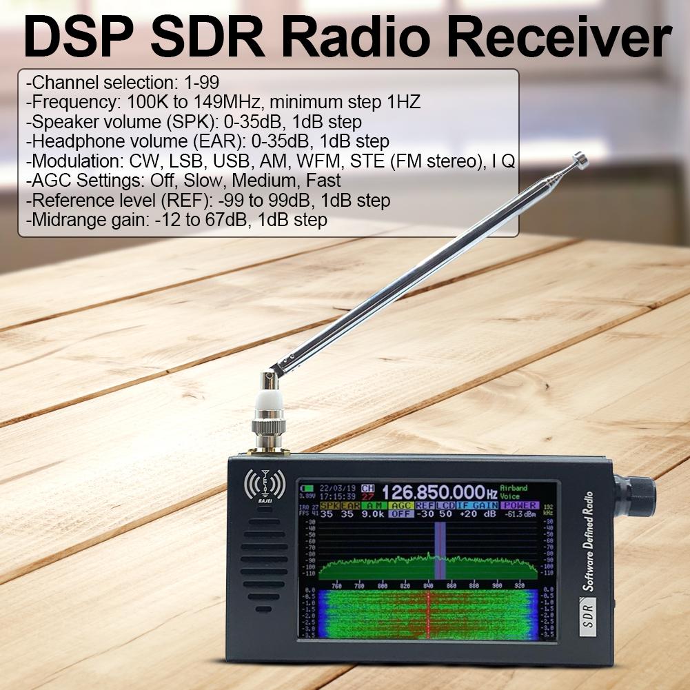 DSP SDR Radio Receiver Shortwave Radio Receiver Rechargeable Shortwave AM FM DSP Radio with Headphone Antenna Jack for Outdoor
