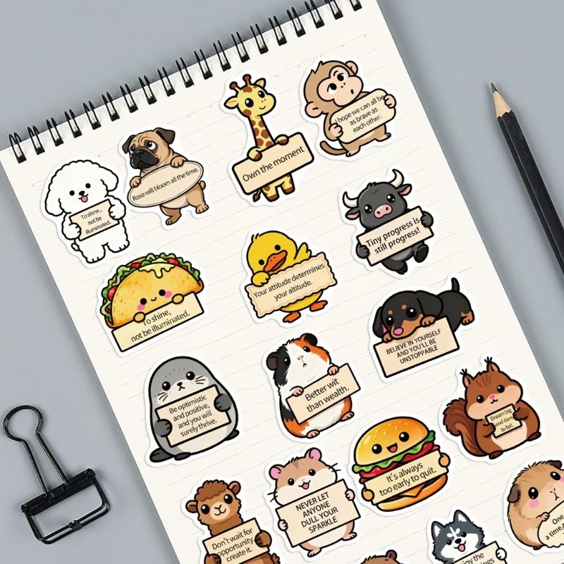 100Pcs Removable Reusable Animal Stickers PVC Decorative Labels Decals Suitable For Devices Home Decor Creative Projects