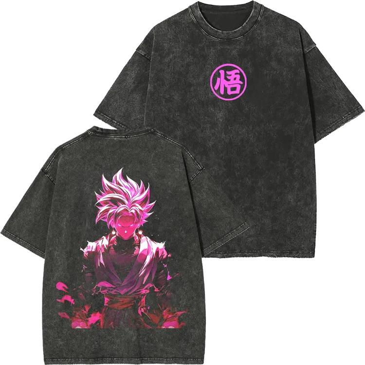 Dragon Ball Retro Washed T-shirt Wukong Demon Man Buou Pure Cotton Cartoon Men's and Women's Animation Short-sleeved Clothing