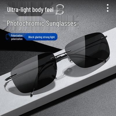 Y222100 Occhiali da Sole Fotocromatici Polarizzati Senza Montatura da Uomo per Guida Giorno e Notte - Anti-UV.
