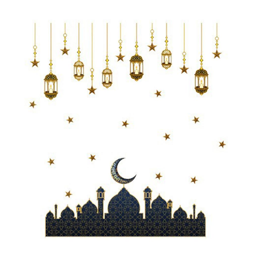 Ramadan Wall Stickers Moon Star Lantern DIY Wall Decal Ramadan Decoration For Home Decor Islamic Muslim Mural Eid Mubarak