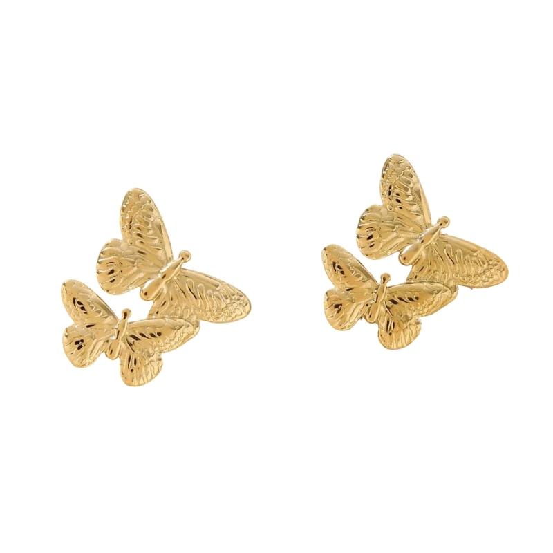 Handmade Stainless Steel Earrings Bean/Star/Floral/Butterfly/Coral Ear Studs Accessories Trendy Jewelry for Ladies