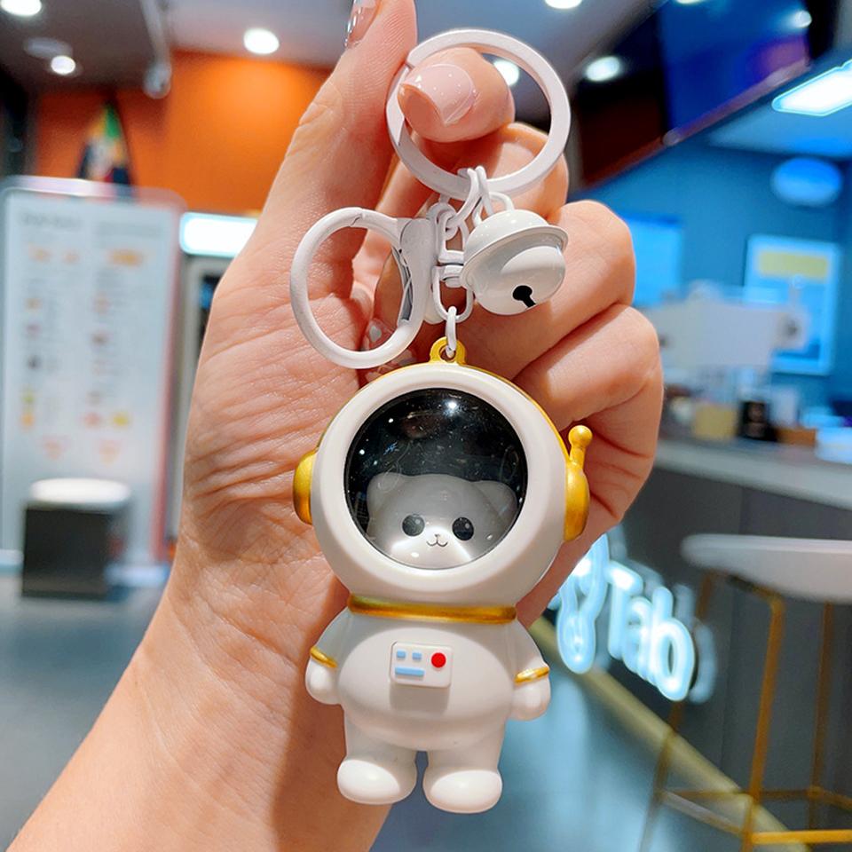 ZAKOL Cute Glowing Night Light Astronaut Cat Schoolbag Keychains Kawaii Bags Charm Decorative Pendants Accessories Gift Girs