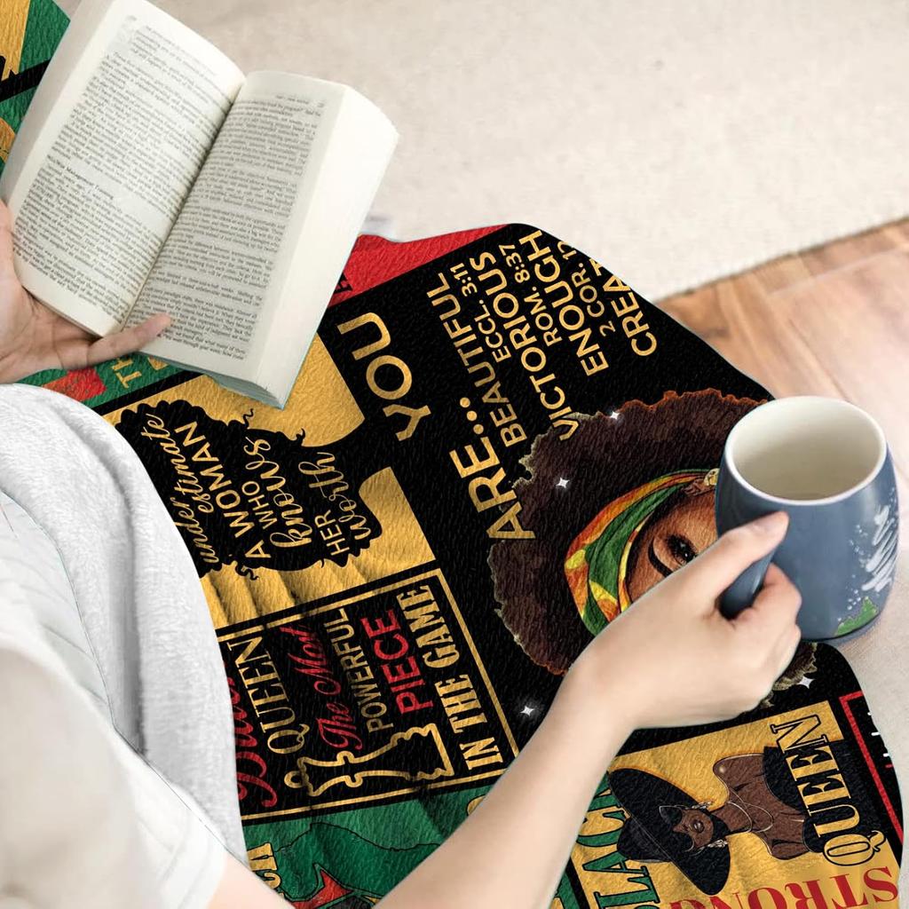 African American Gifts for Women, Afro Black Girl Blanket 50"x60", African American Throw Blanket with Inspiring Positive Quotes, Christmas Birthday