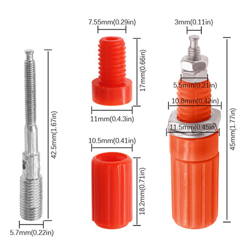 5Pcs Diy Accessories 4Mm Banana Socket M3X45Mm Binding Post Nut Banana Plug Jack Electrical Connector Terminal