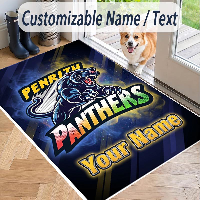 Custom Text Printed Rug Penrith Panthers Non Slip Floor Carpet For Home Room Decor