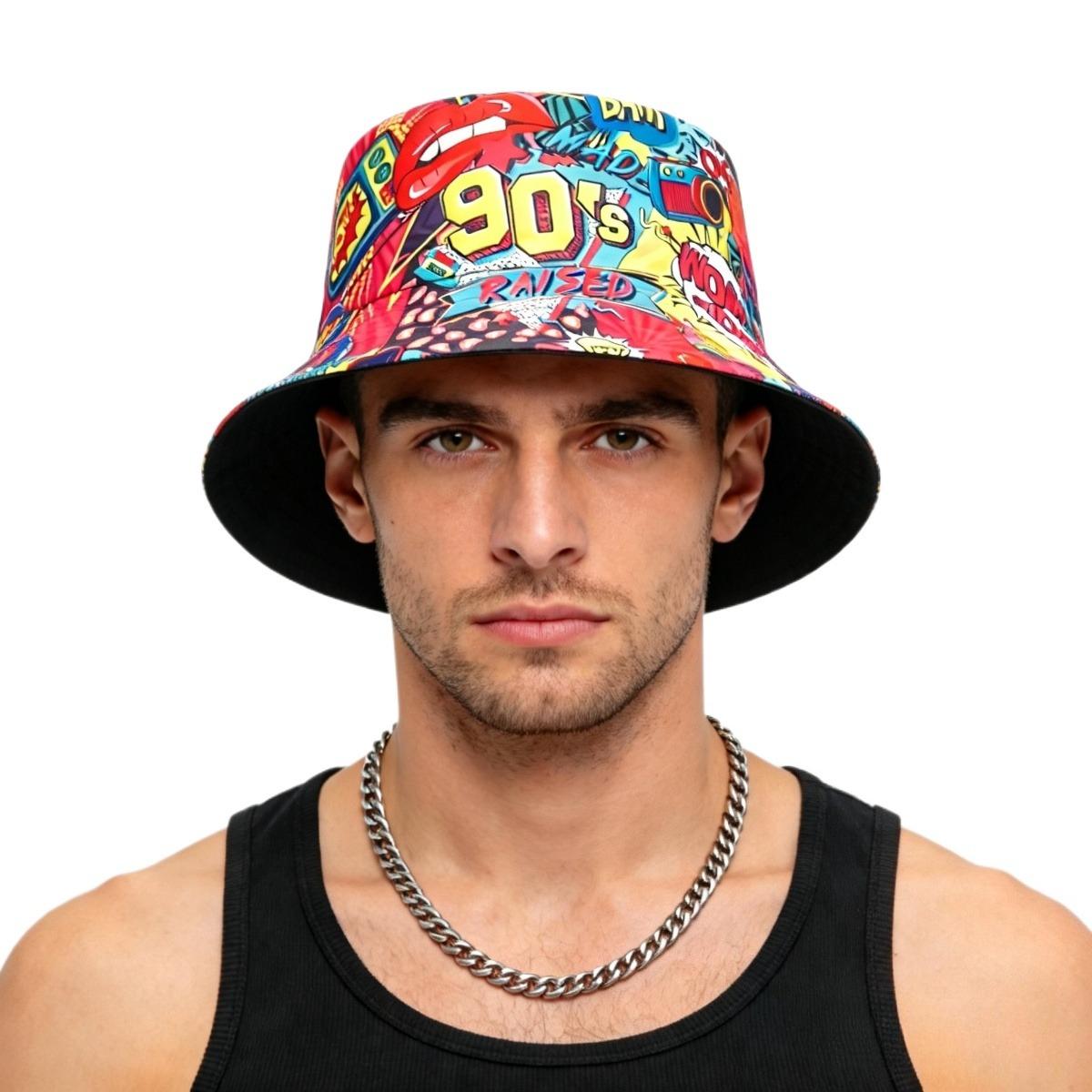Zealous Sole Women's 80'S 90'S Classic Panama For Men Summer Sun Production Fisherman Hat Fashion Unisex Sunscreen Reversible Bucket Hat Hiphop 56-58Cm