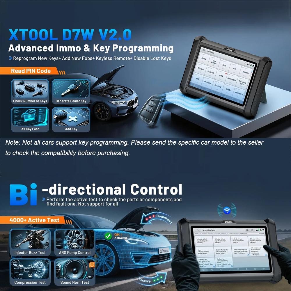 UK EU Warehouse D7W EU XTOOL WIFI Wireless Automotive Diagnostic Tools and Key Programming Car Fob Pin Code Readers Programmer