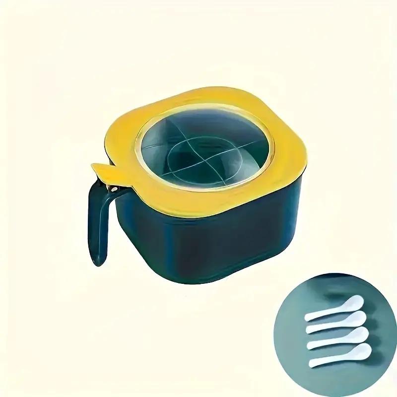 A 4-In-1 Large Capacity Seasoning Box with a Lid And Spoons Comes with Four Spoons for in The Home Kitchen for Salt Containers