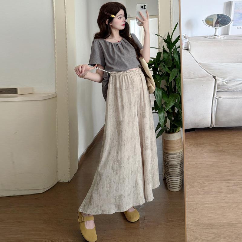 Summer 2026 Maternity Korean Style Loose Top & Wide-Leg Pants Set 2XL