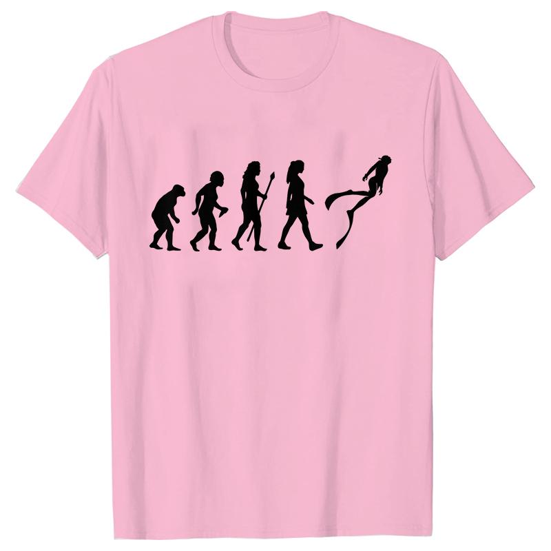 

Funny Evolution of Diving Unisex T-Shirt Short Sleeve O-Neck Tees Fashion Scuba Diver Girl Tops Casual Summer Female Clothing S